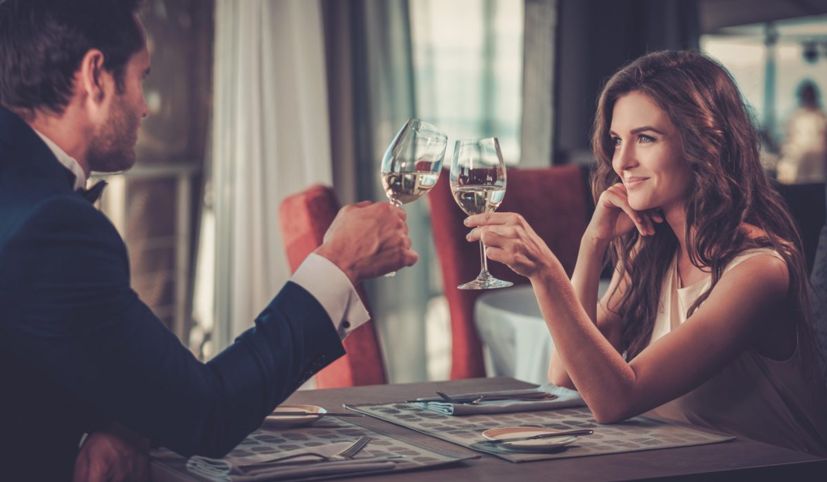 Beautiful couple in a restaurant.